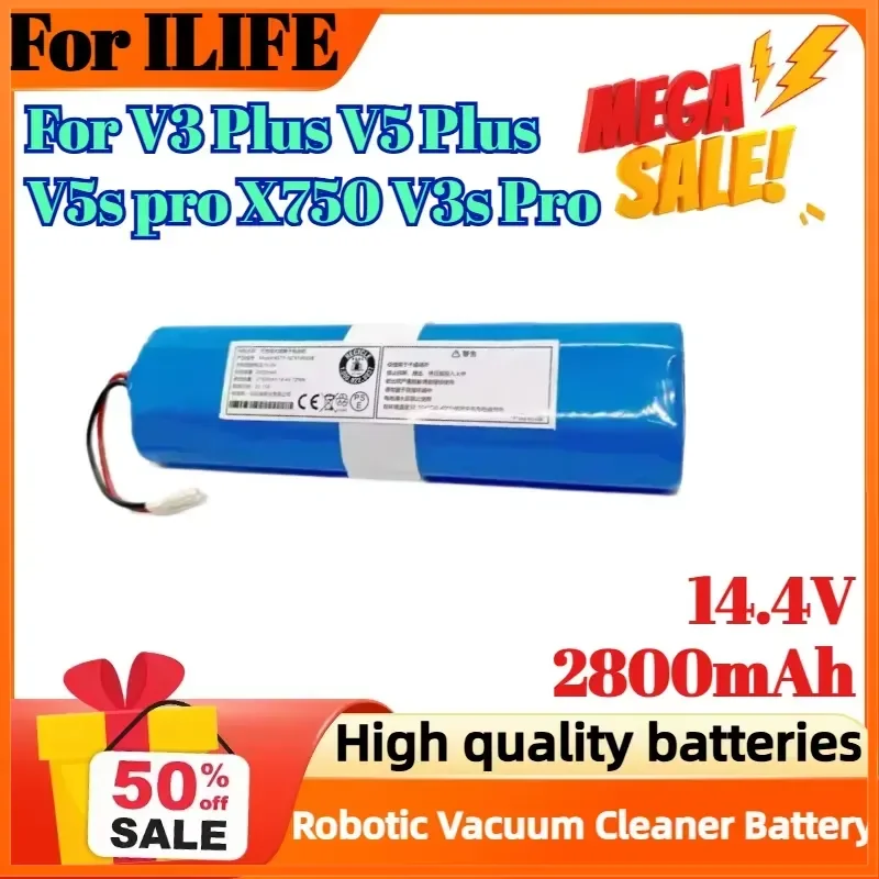 

14.4V 2800mAh for ILIFE V3 Plus V5 Plus V5s pro X750 V3s Pro Rechargeable Battery Robotic Cleaner Accessories Parts