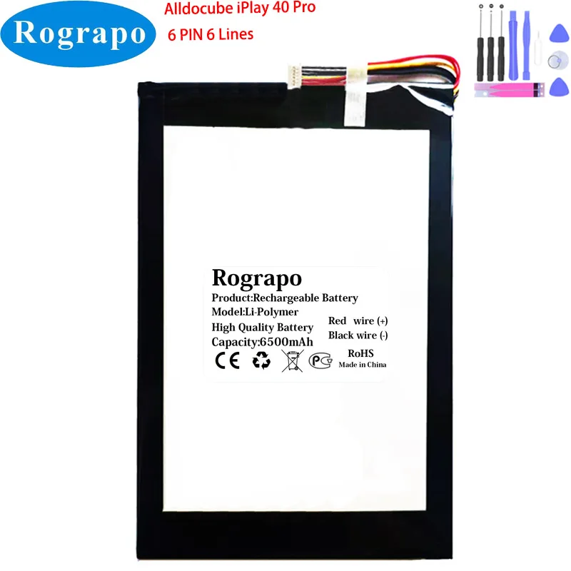 New 3.8V 6500mAh Tablet PC Battery For Alldocube Cube iPlay 40 Pro iPlay40 Pro Accumulator 5-Wire Plug +Tool