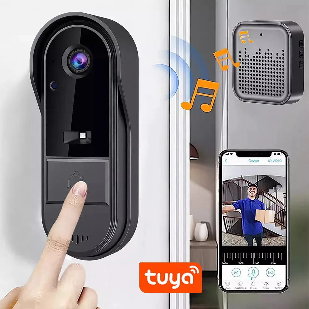 WiFi Smart Video Doorbell Camera Two‑Way Audio Intercom System Waterproof IR Night Vision Wireless Door Bell