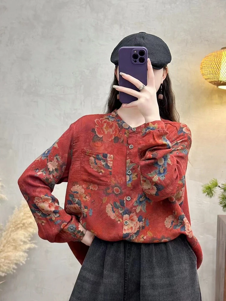 Max LuLu 2024 Winter Womens Fashion Printed Linen Shirts Loose Floral Clothes Ladies Classic Casual Tops Luxury Cotton Blouses