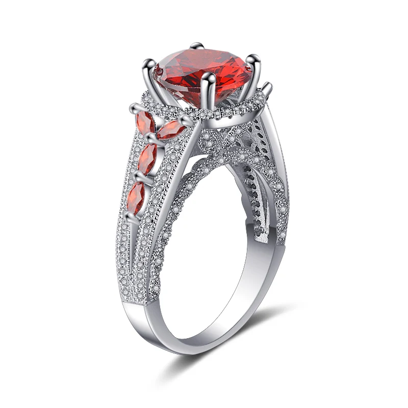 Handmade Lovers Lab Red Garnet Ring 925 Sterling Silver Wedding Band Rings for Women Men Engagement Promise Party Jewelry