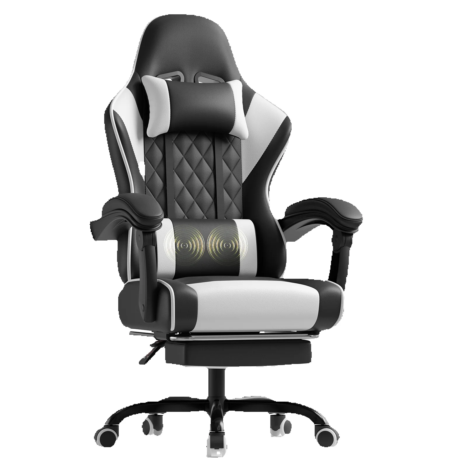 Devoko in hoogte verstelbare massage-gamingstoel Ergonomisch ontwerp met lendensteun Hoofdsteun Draaibare stoel - afbeelding 2