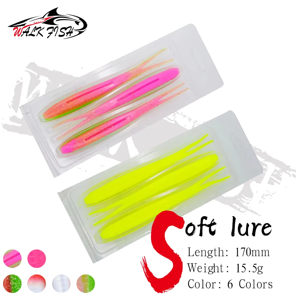WALK FISH 3 Stück 170 mm 15,5 g Drop Shotting Soft Bait Angelköder Fake Bait Big Split Dehnbarer TPR Kunstköder Angelausrüstung