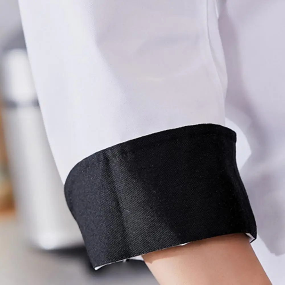 

Unisex Chef Shirt Soft Stand Collar Short Sleeves Chest Pockets Restaurant Diner Kitchen Cook Top Bakery Hotel Waiter Uniform