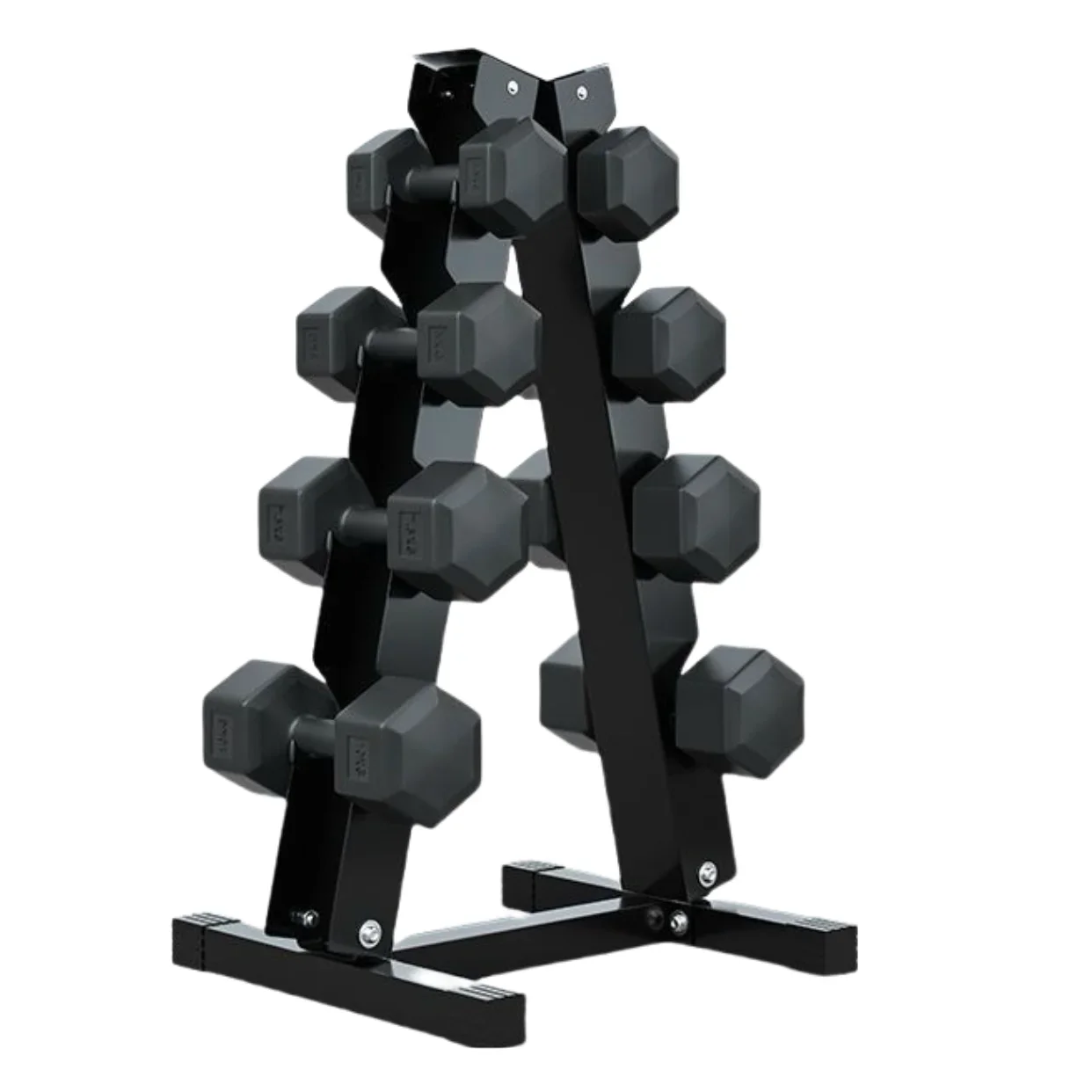 Günstige Großhandel 100lbs Hex Gummi Gym Hanteln Lbs Fitness Gewichte Gusseisen Gummibeschichtete Hex Hanteln Set mit Rack