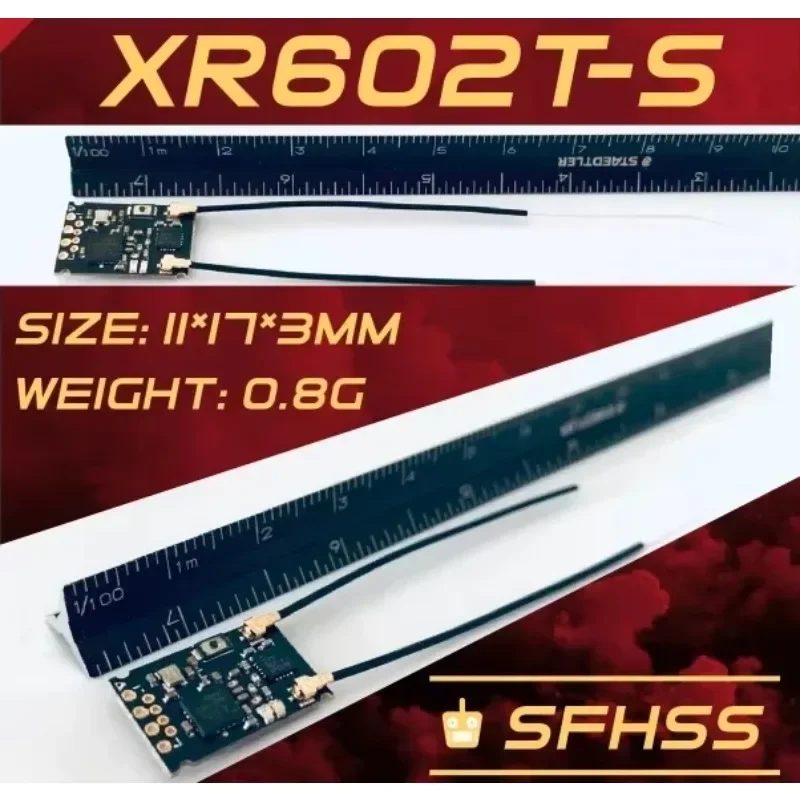 XR602T-S S-FHSS Receiver, 0.8g Tiny Size, Diversity Antenna, SBUS FPort Telemetry, UFL Connector for Futaba FPV Quads