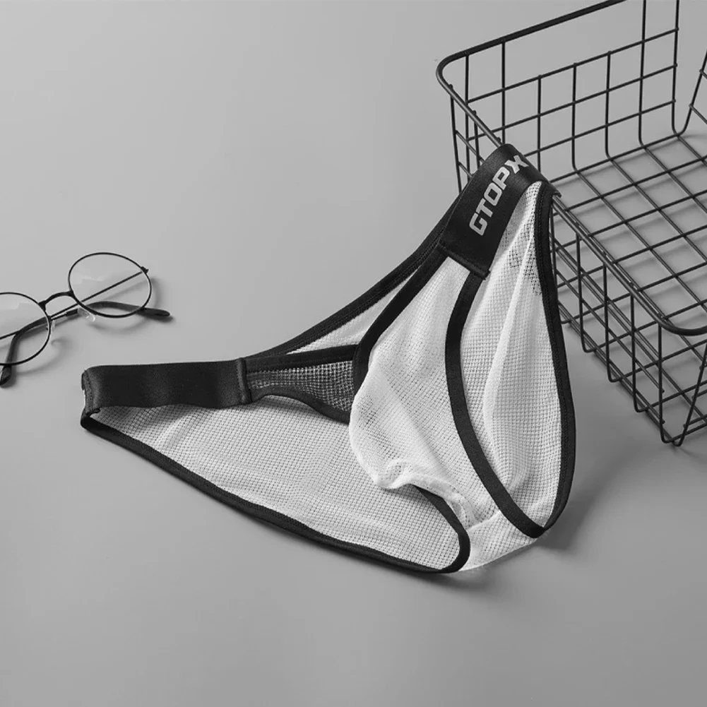 

Men Sexy Transparent Mesh Men's Panties Sissy Brazilian Underwear Pouch Briefs Low Waist Sexy Lingerie Breathable Underpants Men