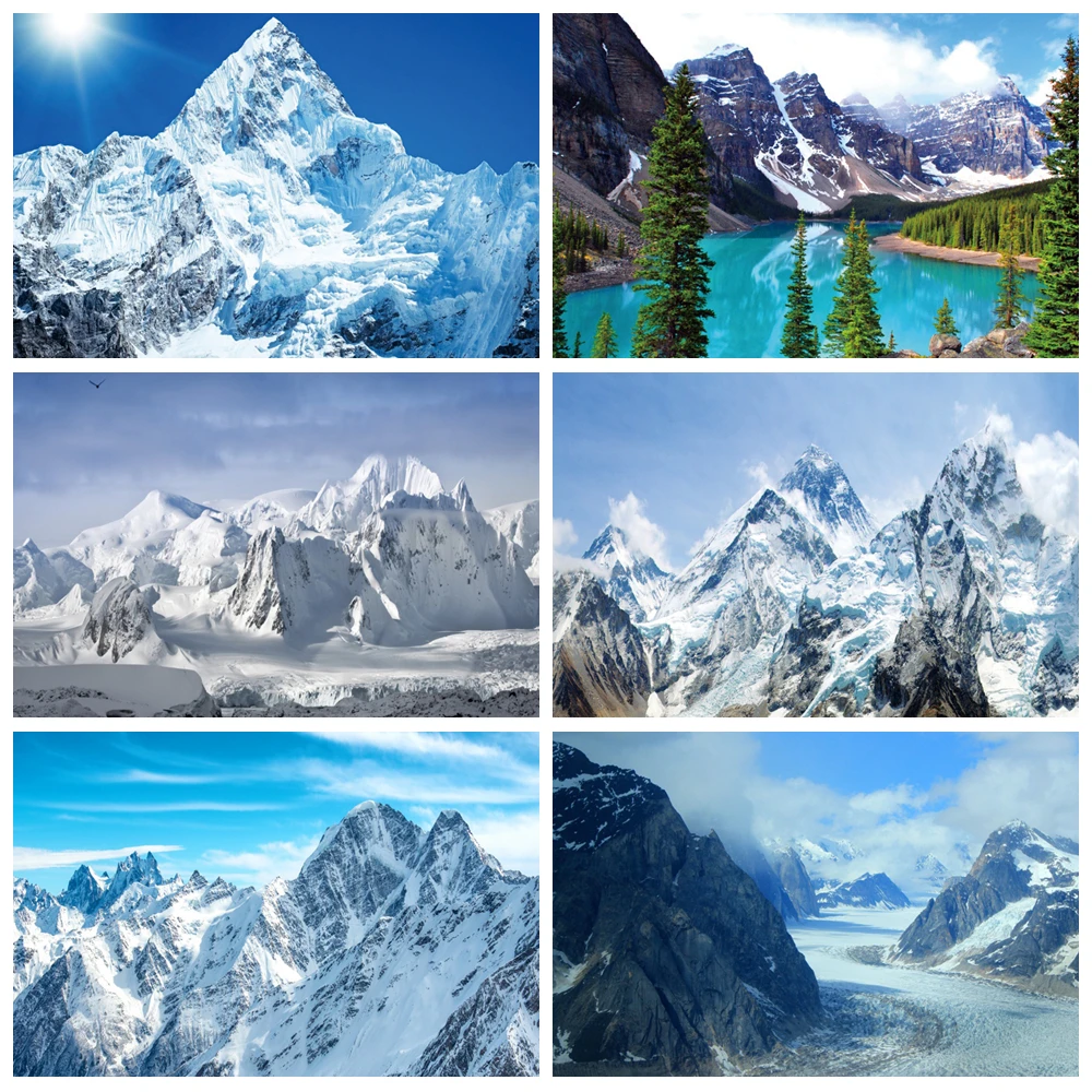 

Snow Mountains Backdrop Winter Ice Peak Everest National Park Scenery Ski Adventure Kids Portrait Photography Background Decor
