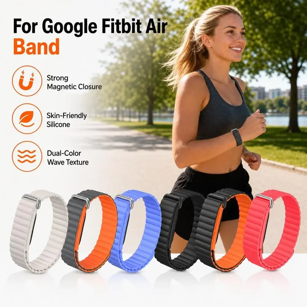 New Silicone Magnetic Loop Watch Strap For Google Fitbit Air Band Adjustable Sports Wristband Bracelet For Women Men
