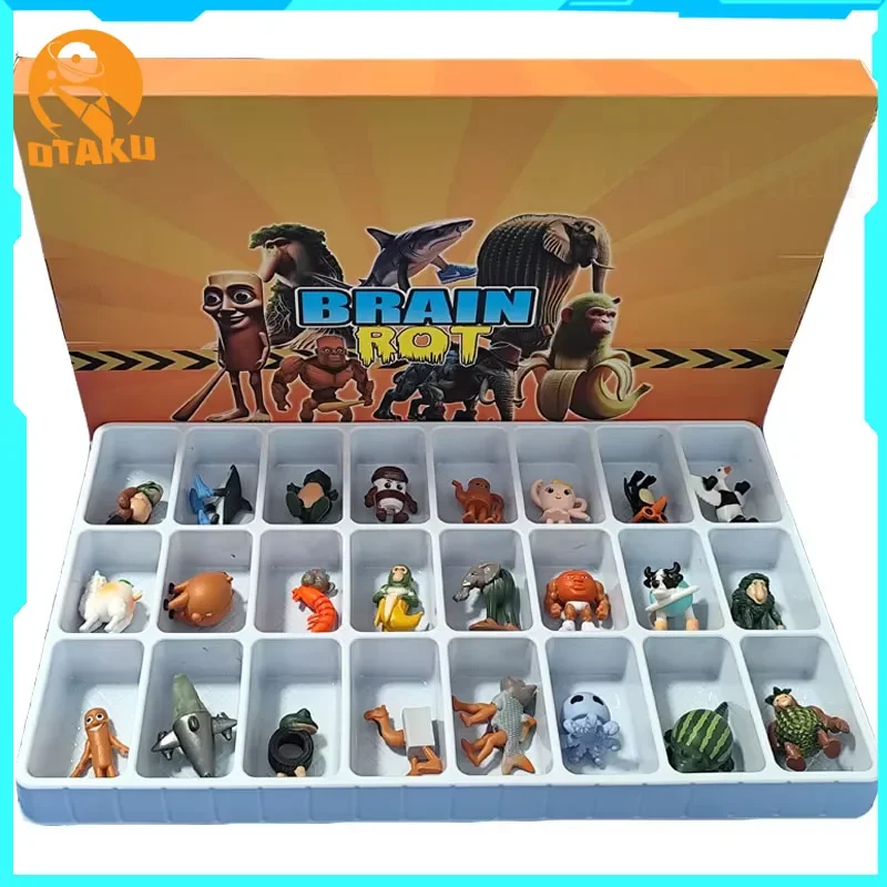 2026 24pcs Italian Brainrot Tung Sahur Figure Tralalero Tralala Barracuda Crocodilo Shimpanzini Bananini Figures Gift Box Toys