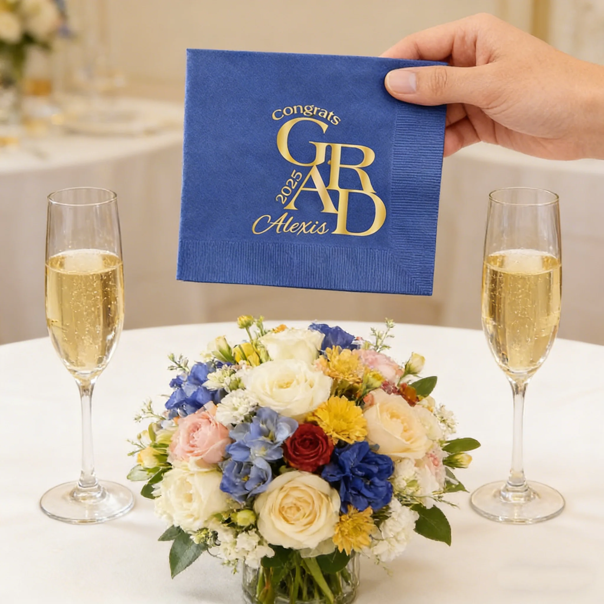 

50 шт. салфеток с индивидуальной печатью для выпускного вечера, персонализированные бумажные полотенца для гостей на выпускной, разные размеры