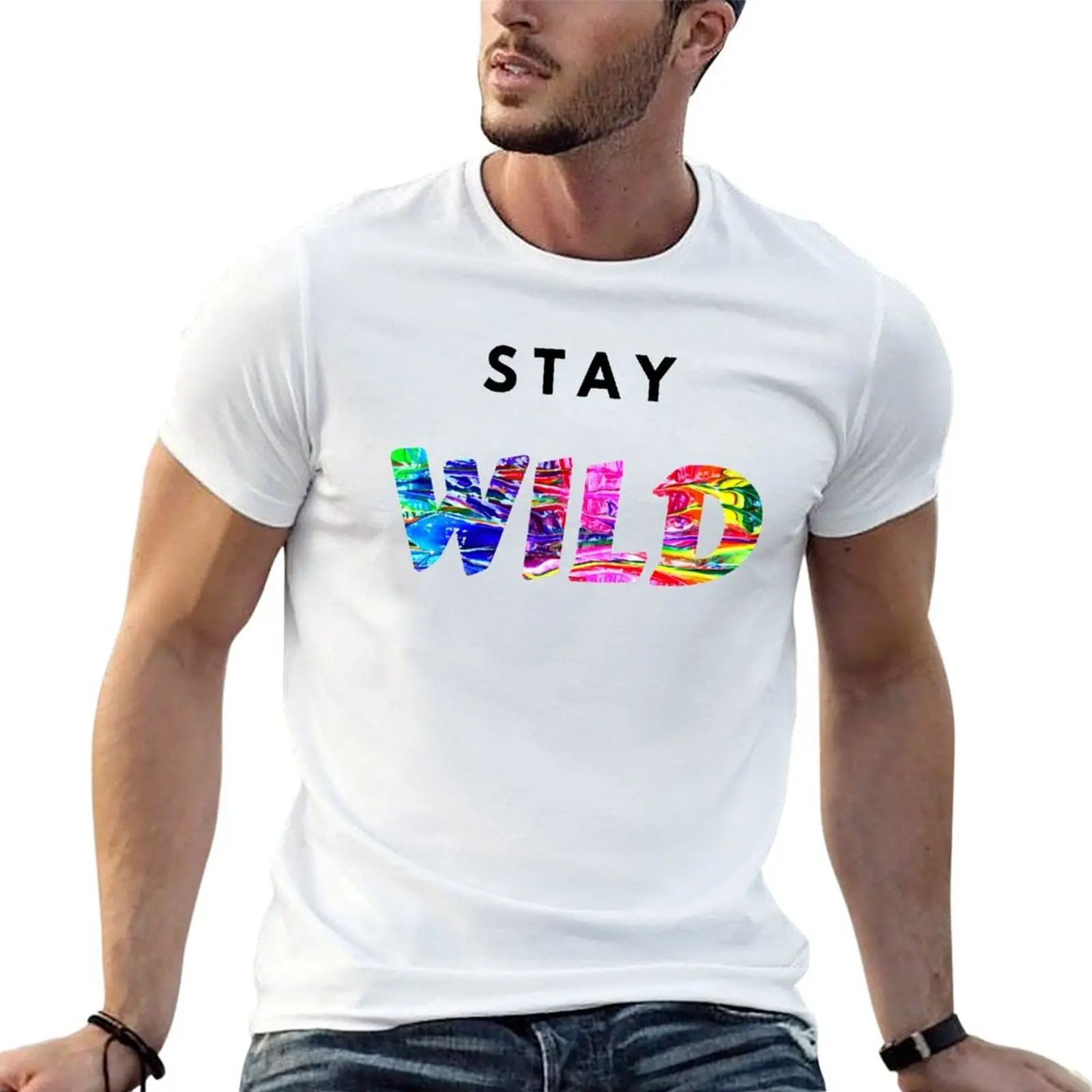 

Stay Wild Ben Azelart T-Shirt t shirt men 100% cotton luxury brand t shirts with prints man t shirt heavy cotton T-Shirt