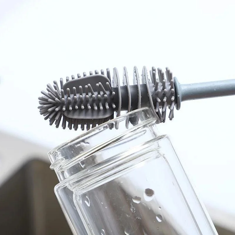 Silicone Milk Bottle Brush Cup Scrubber Glass Cleaner Kitchen Cleaning Tool Long Handle Drink Bottle Glass Cup Cleaning Brush view 5