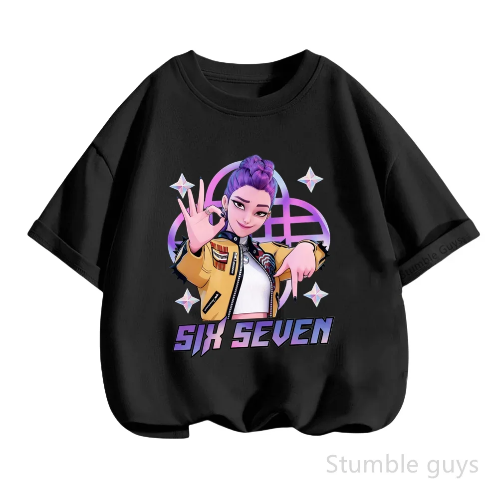 

Одежда для мальчиков и девочек, детские топы с короткими рукавами в стиле аниме, летняя футболка KPop Demon Hunters, футболка Huntrix