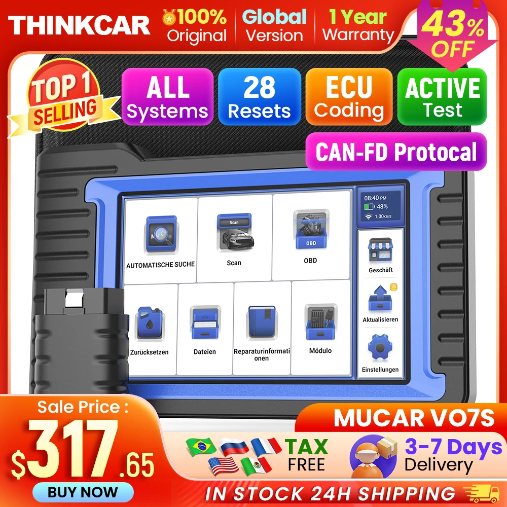 MUCAR VO7 S Best Professional Car Diagnostic Tools All System Automotive Obd2 Car Scanner Auto Diagnosis ECU Coding Active Test