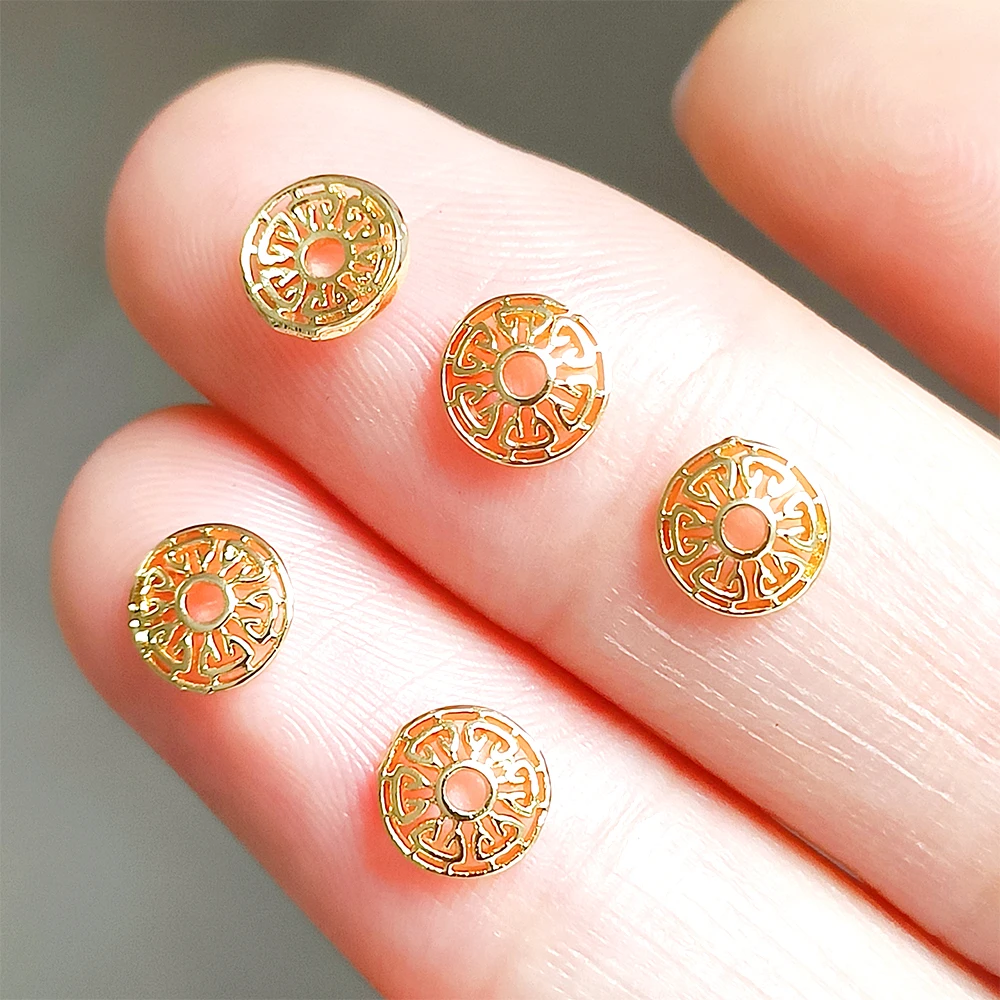 Brass Coated with Gold and Thick Silver Plating Zircon Inlay Hollow Flower Bead Holder DIY Jewelry Making Accessories Materials