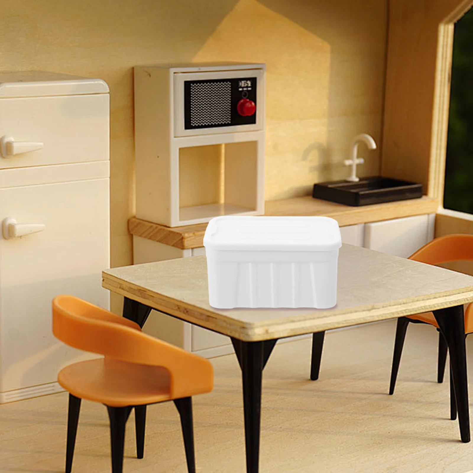 Mini Storage Boxes 1:12 Scale White Plastic Organizer Bins for Closet Pantry Kitchen Room Display Diorama Accessories