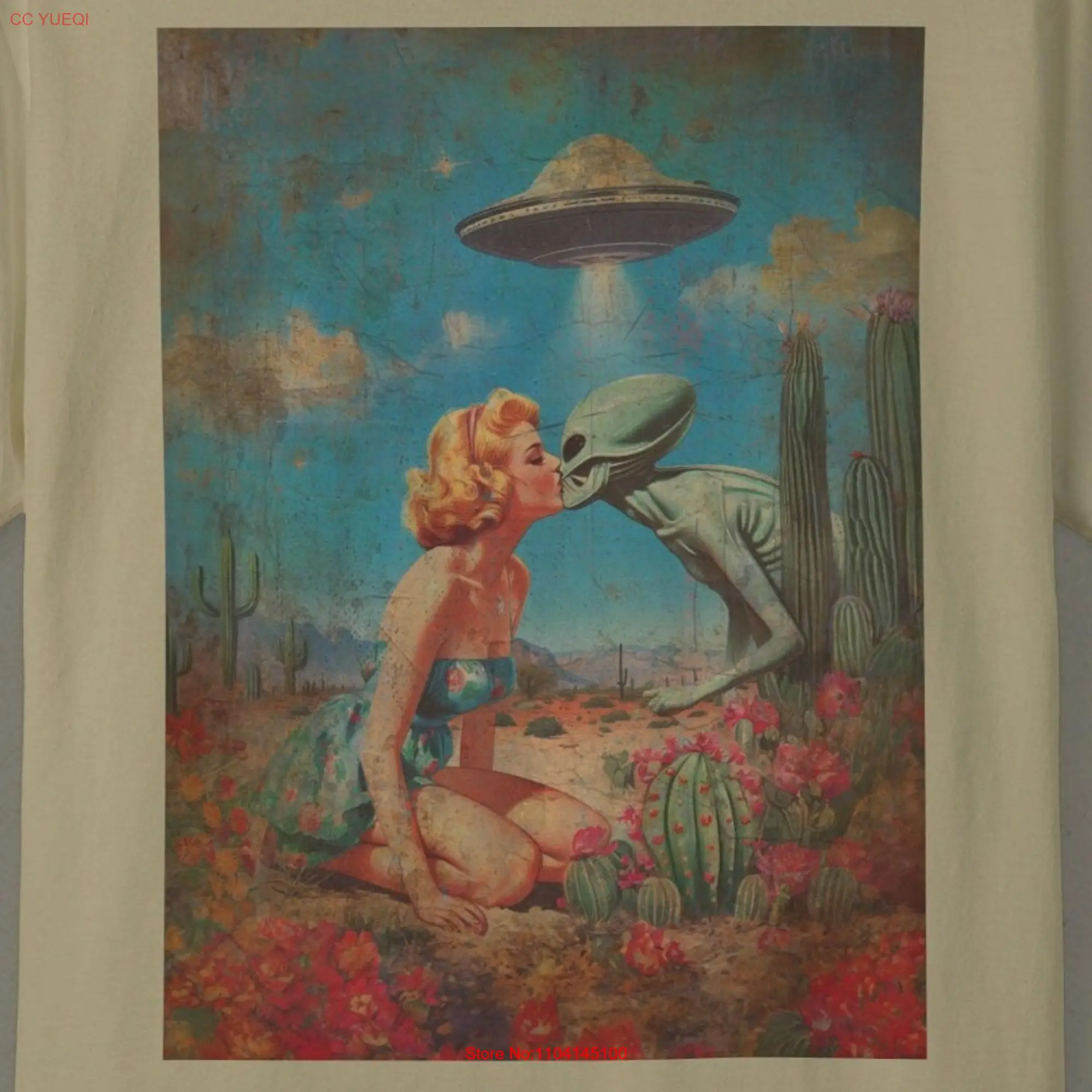 Retro ALIEN LOVER T Shirt Vintage Sci fi Crewneck Roswell Ufo Abduction Girl long or short sleeves