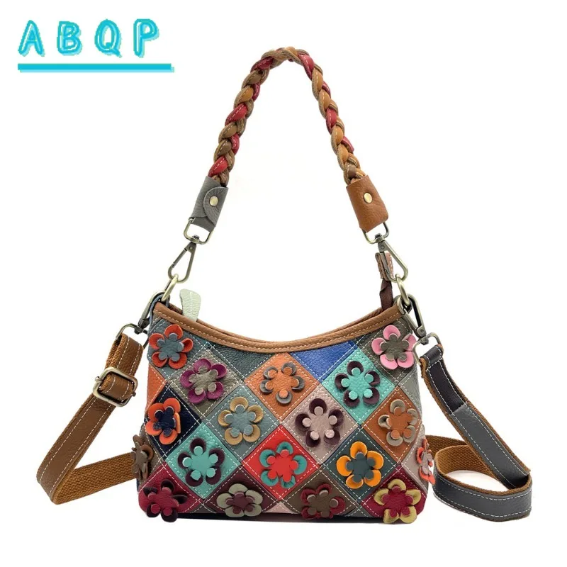 

Women's Shoulder Bag Luxury Brand Leather Fashion Women's Shoulder Crossbody Bag Handmade Flower Stitching Casual Women's Bag