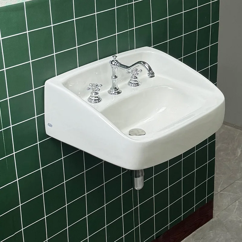 

Ceramic wash basin, bathroom, balcony, small size wall-mounted basin, integrated wash basin