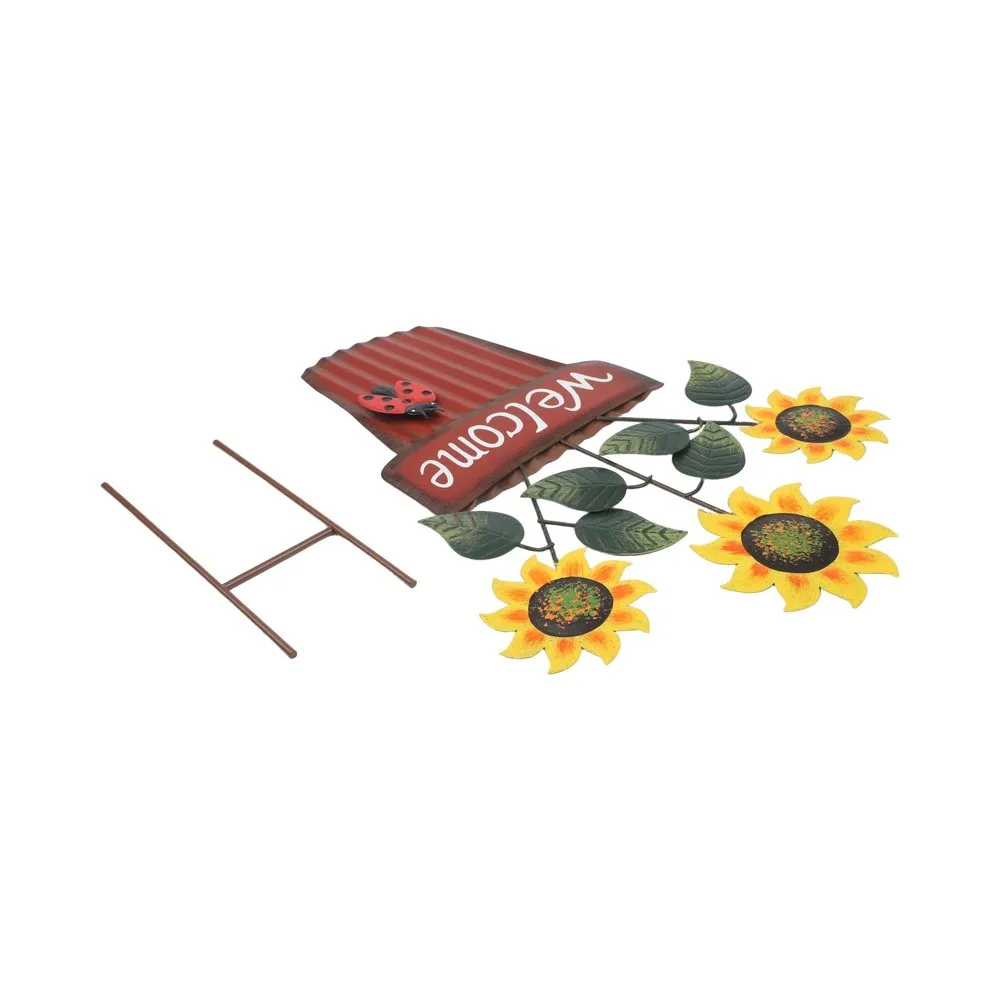 Holiday Decorations Metal Flowerpot Sunflower D cor Backyard Welcome Sign Display Option for versatile Garden Sign