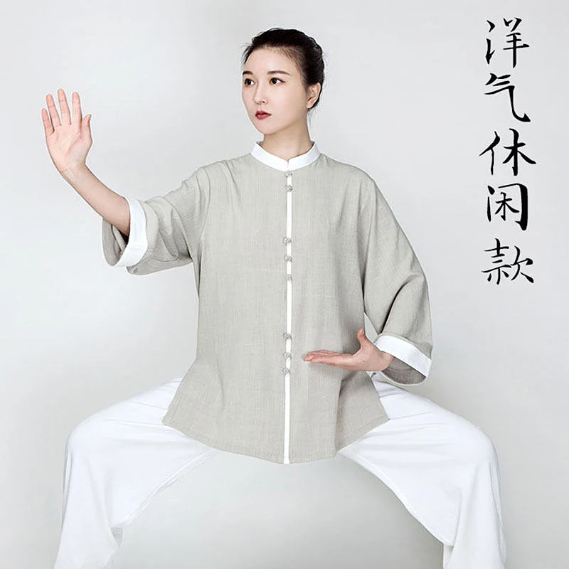 Women's Tai Chi Suit Summer New Arrival 2025 Premium Quality Linen Cotton Blend Martial Arts Training Wear Baduanjin Exercise Ad