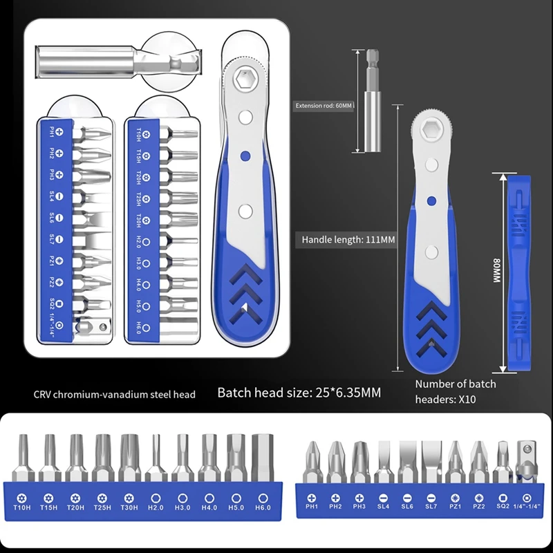 22In1 Professional Ratcheting ไขควงชุด 36 ฟัน MINI RATCHET ประแจ,LOW PROFILE RATCHET ไขควงมุมขวาทนทาน