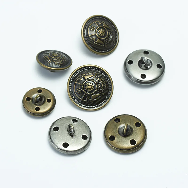 High Quality 10pcs/bag 15mm-25mm Optional Bronze Antique Silver Metal Retro Coat Suit Decoration Accessory Button