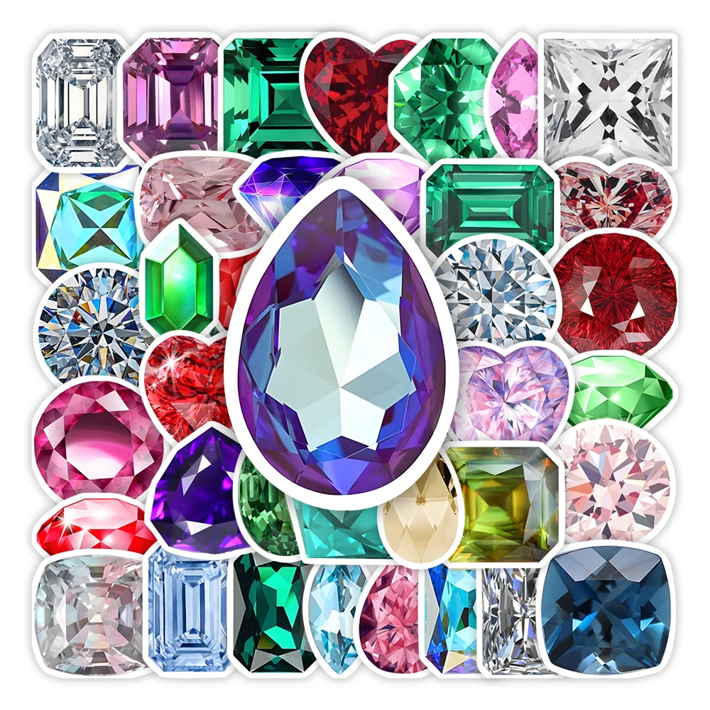 Gemstone Stickers Diamond Emerald Ruby Sapphire DIY Kid Toy Gift Decorative Decal for Laptop Scrapbook Bottle Luggage Waterproof