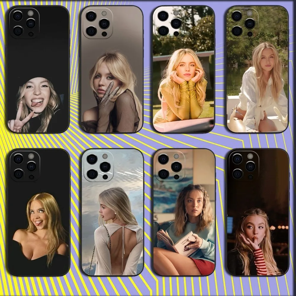 

Actor S-Sydney Sweeney Phone Case For iPhone 16,15,14,13,12,11,Pro,X,XS,Max,XR,Plus,Mini Soft Black Cover