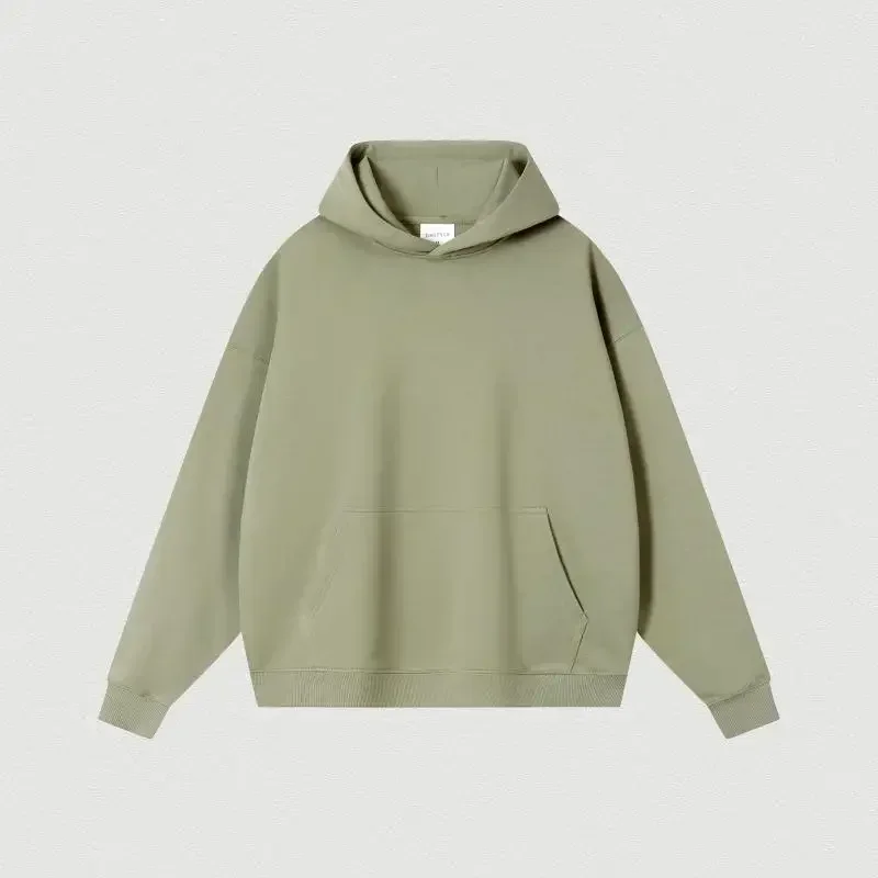 400GSM Oversized Frency Terry  Autumn Winter Casual Cotton Men Woven High Quality Top Solid Color Hoodies Sweatshirt Streatwear