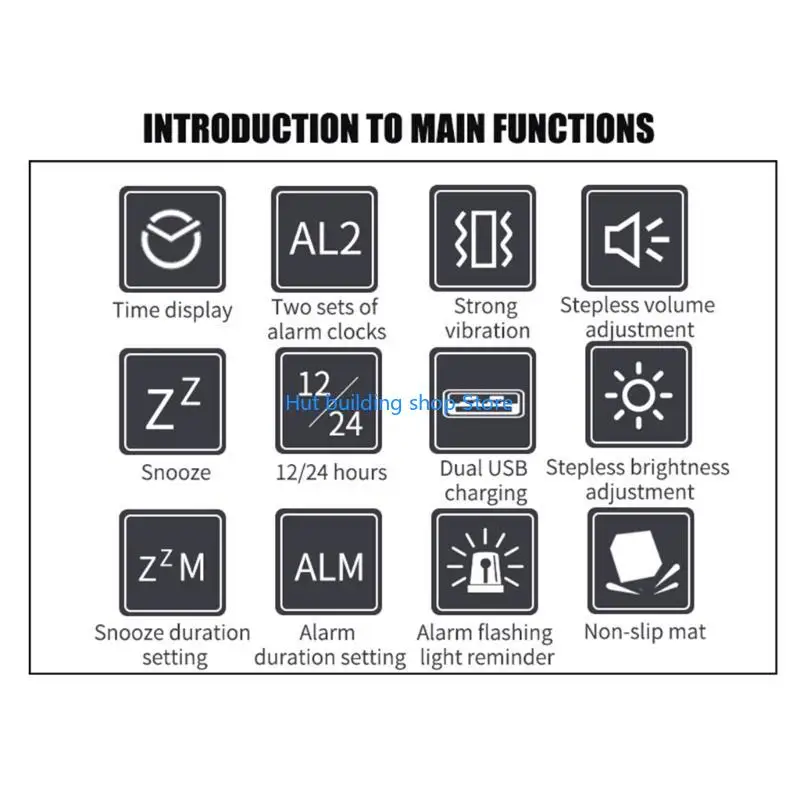 

T21C Loud Alarm Clock with Bed Shaker Large LED Display Digital Bedroom Clock