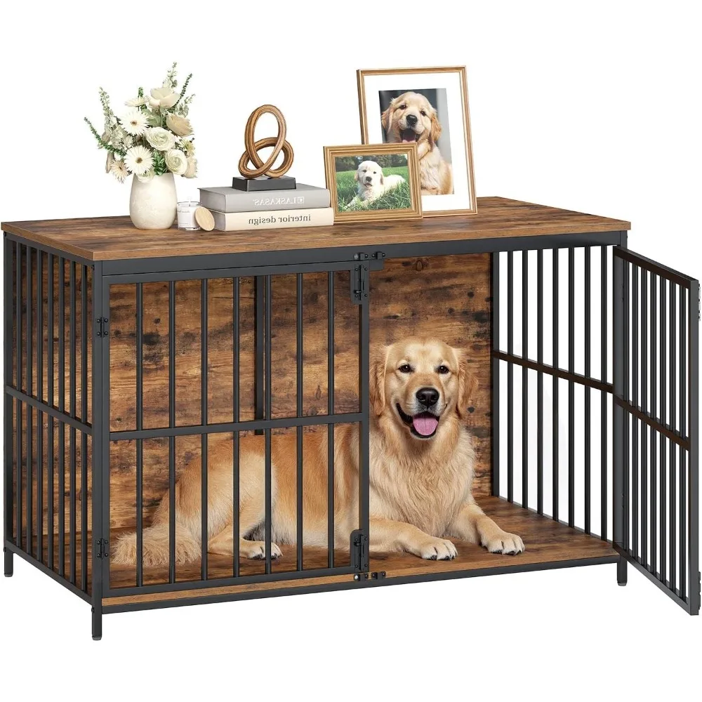 

Masterpiece 46.5" Large Dog Crate Furniture, Wooden Dog Kennel Indoor, Chew-Resistant Heavy Duty Dog Cage For Large/Medi