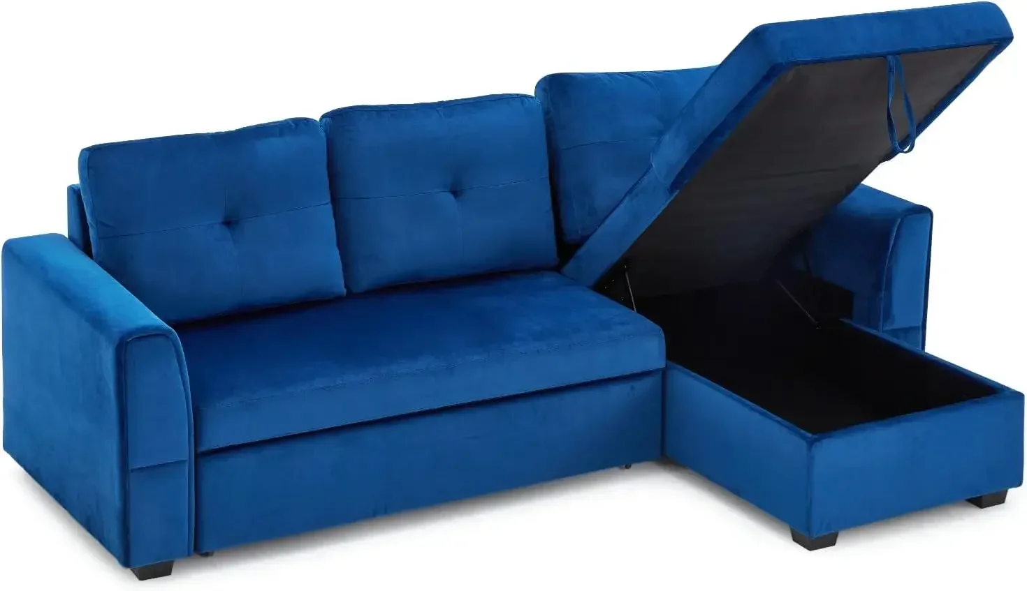 Sofá seccional para sala de estar, cama extraíble de franela, Chaise Longue extraíble, 3 plazas, con almacenamiento Otomano