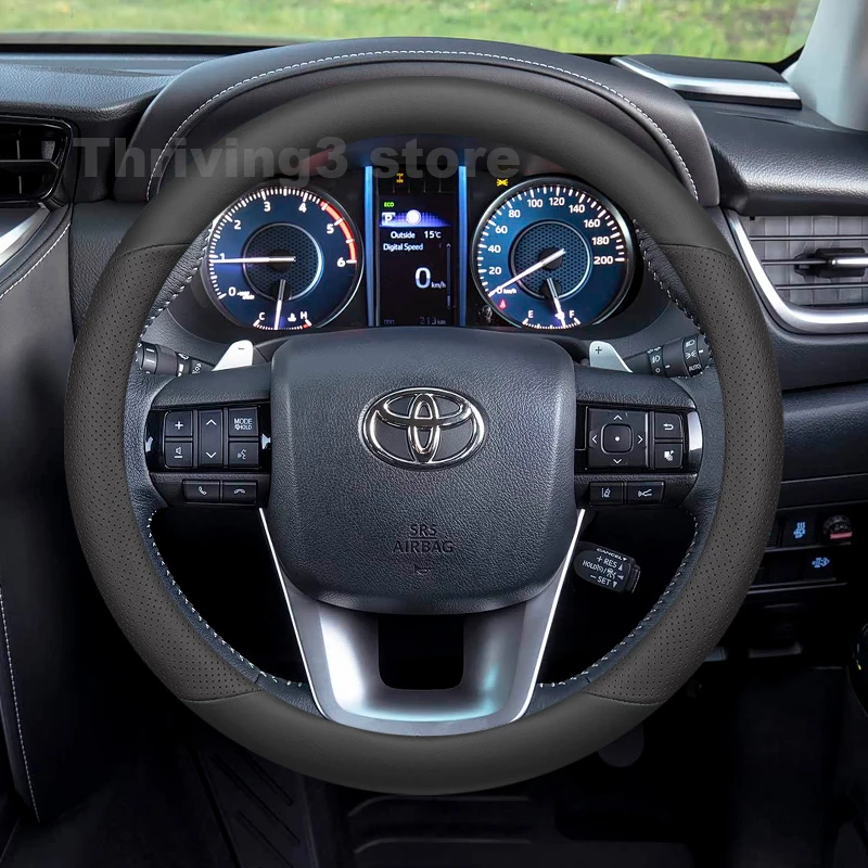 

Leather Car Steering Wheel Cover For Toyota Fortuner GR Sport 2015-2021 Non-slip Auto Steering Wheel Toyota Fortuner Accessories