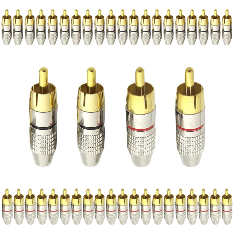 5/20/100PCS RCA Non Solder Male Connector plug high quantity Adapter for Audio Cable Plug CCTV Video camera Solder-Free