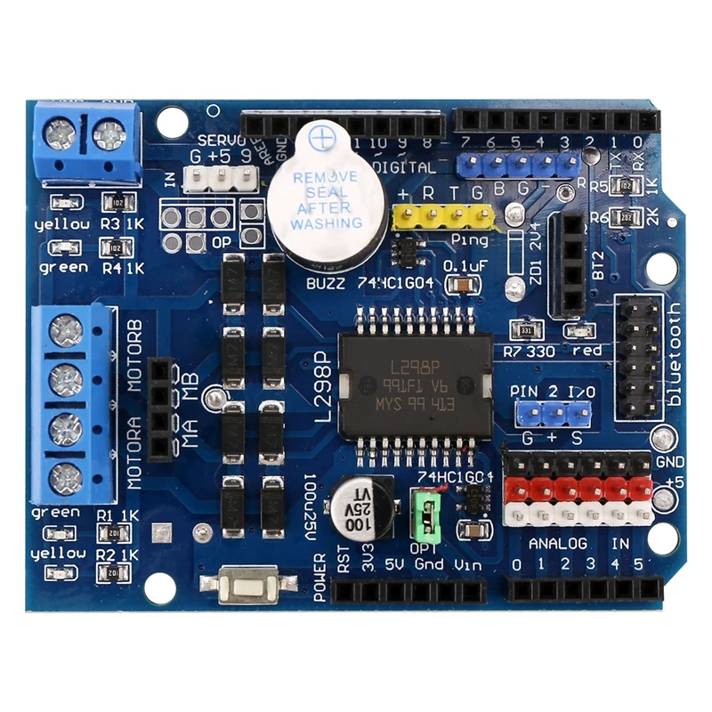 Imagem -01 - Motor Drive Escudo Módulo Board L298p 2a Dupla H-bridge Way Arduino Uno r3 L298p dc motor drive escudo modulo board l298p 2a dupla h bridge way arduino uno r3 l298p dc 01
