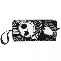 Custom Kawaii Nightmare Before Christmas Travel Toiletry Bag Women Skellington Halloween Skull Makeup Beauty Storage Dopp Kit