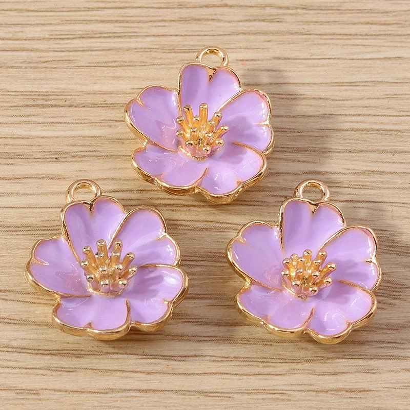 Tusember 10 Stück 19*23mm Niedliche Bunte Blumen-Anhänger für Schmuckherstellung Handgemachte Ohrringe Halskette DIY Modeschmuck – Detail 7