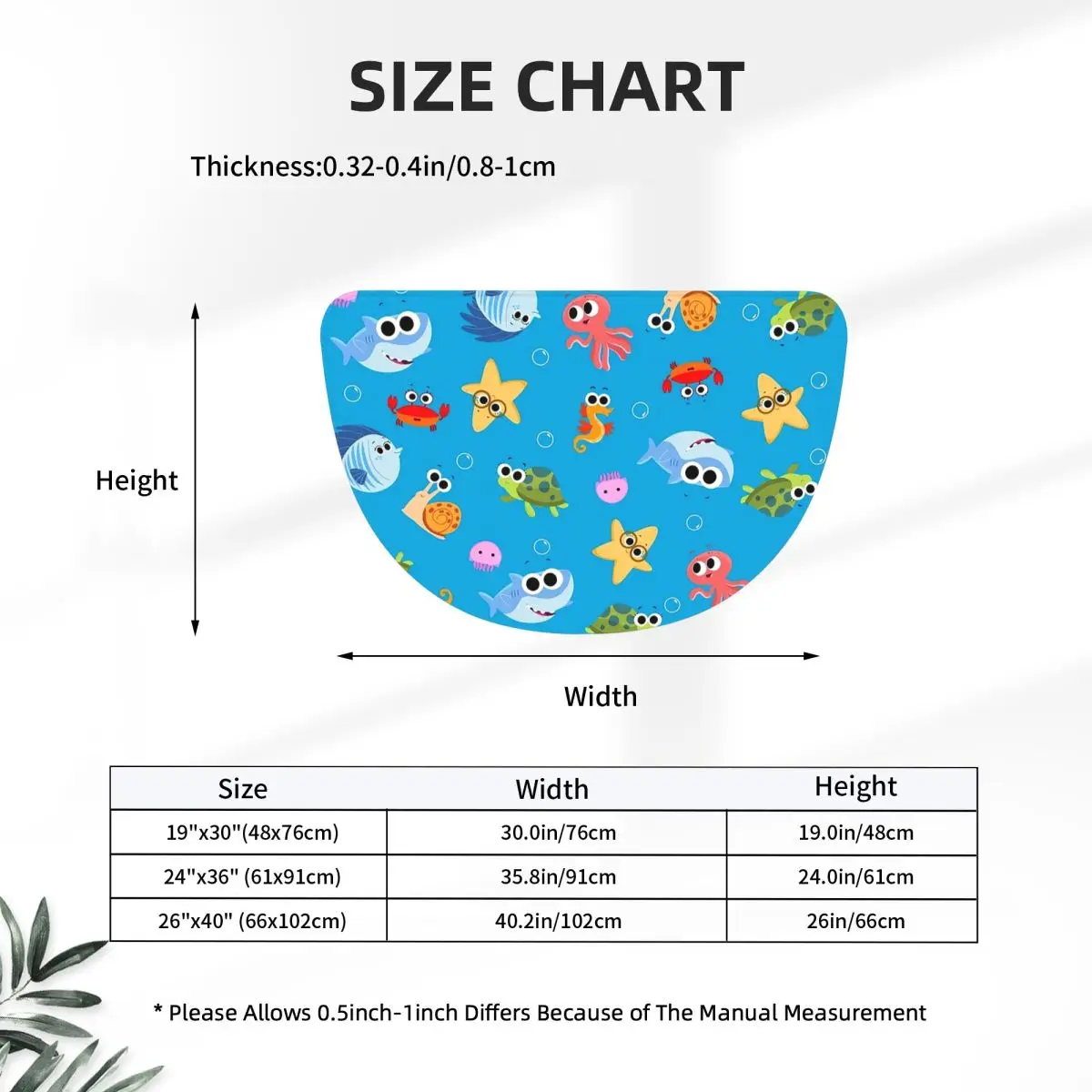 Finny The Shark Soft Flannel Half Round Doormat Non Slip Bathroom Mat Absorbent Floor Carpet for Laundry Room Bathroom