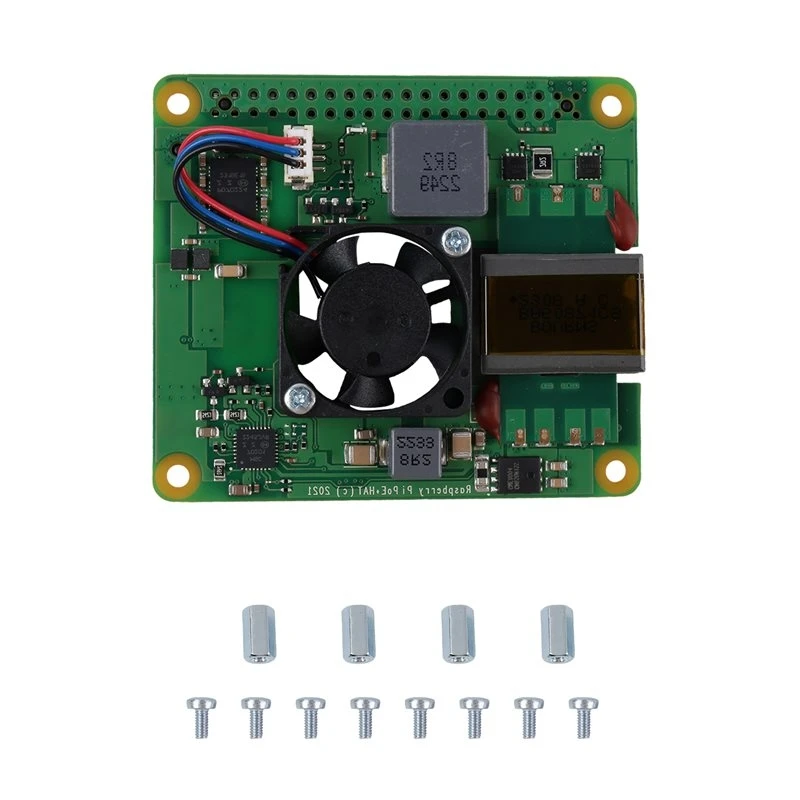 Efficientt-For Raspberry Pi Poe+ HAT Expansion Board 802.3Af/At For Raspberry Pi 4B/3B+ Poe+ HAT With Cooling Fan