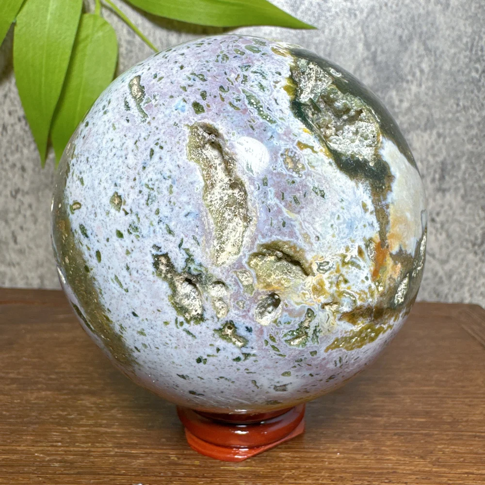 Natural Crystal Ocean Jasper Polished Sphere - Colorful Healing Gemstone Reiki Ball for Home Decor Room Decorations And Gifts