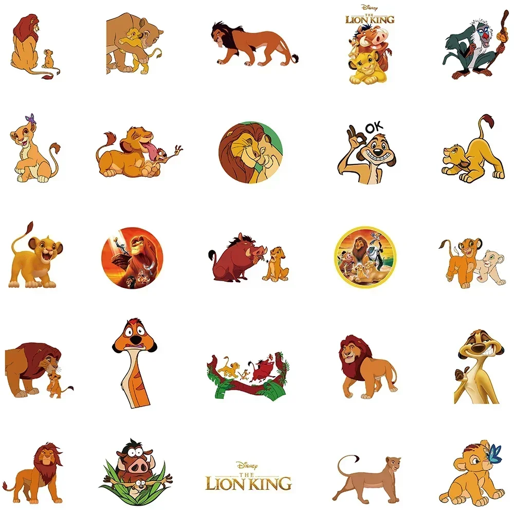 50PCS The Lion King Simba Stickers Disney Graffiti Decal For Scrapbook Diary Laptop Luggage Skateboard Waterproof Stickers