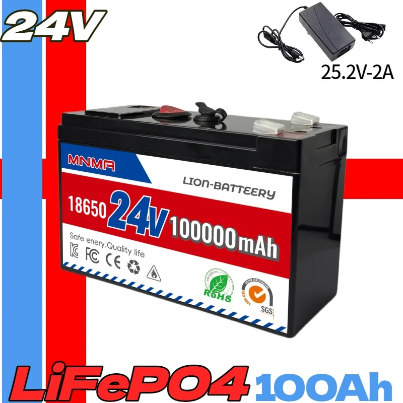 24V 100Ah lithium iron phosphate battery for solar panels, RVs, night emergency power sources, high-power off grid appliances