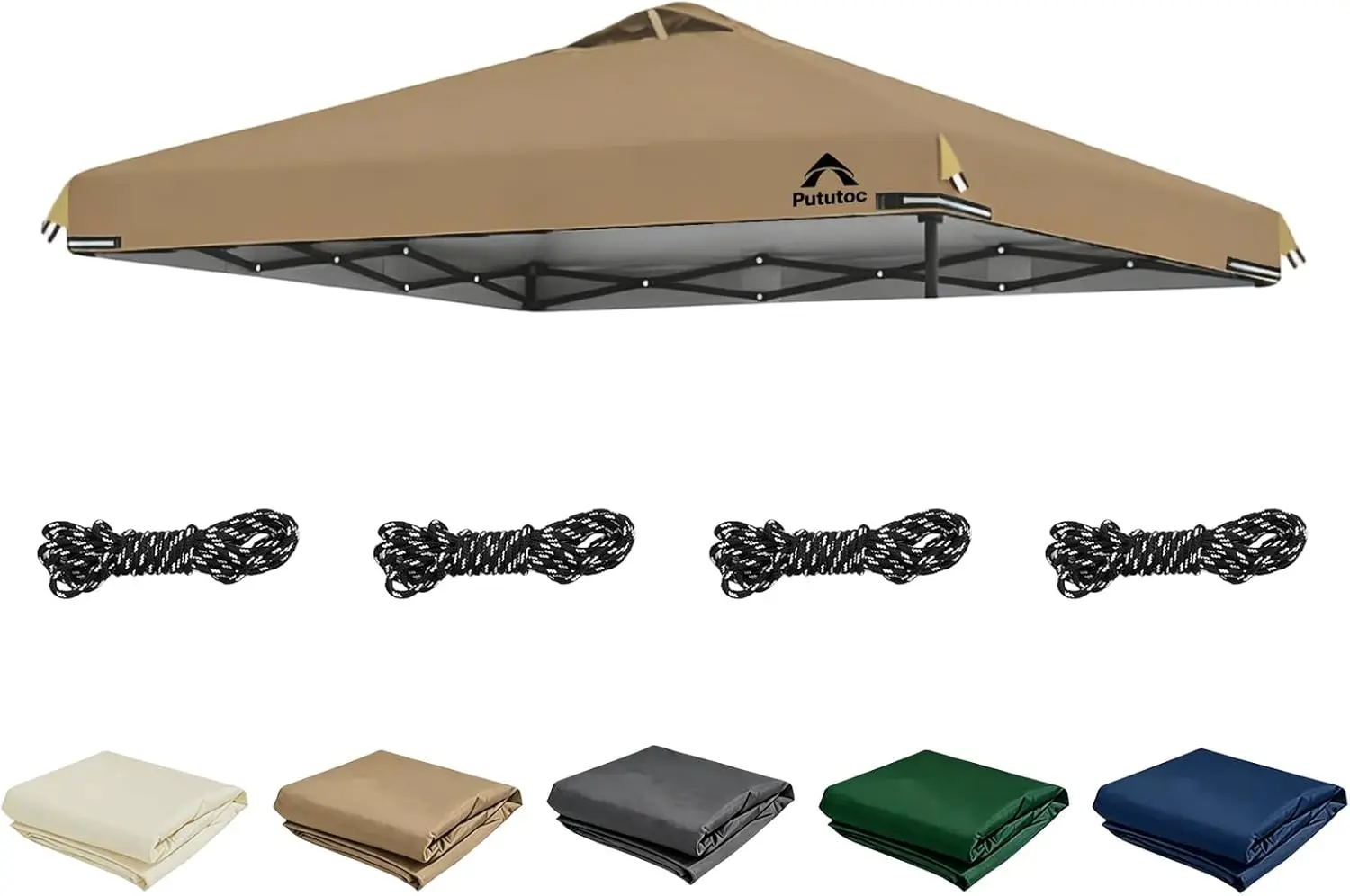 

10x10ft Canopy Replacement Top Cover with Air Vent, UV Protected Garden Sun Shade Tent (Top Only) (Khaki)