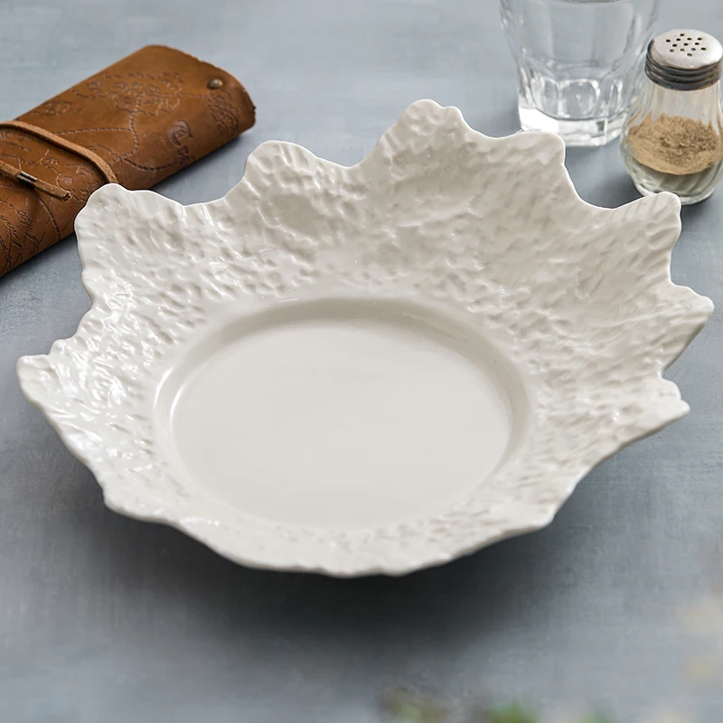 Ceramic Rock Irregular Coral Plate Household Cold Dish Restaurant Fruit Salad Snack Plate Molecular Gastronomy Special Tableware