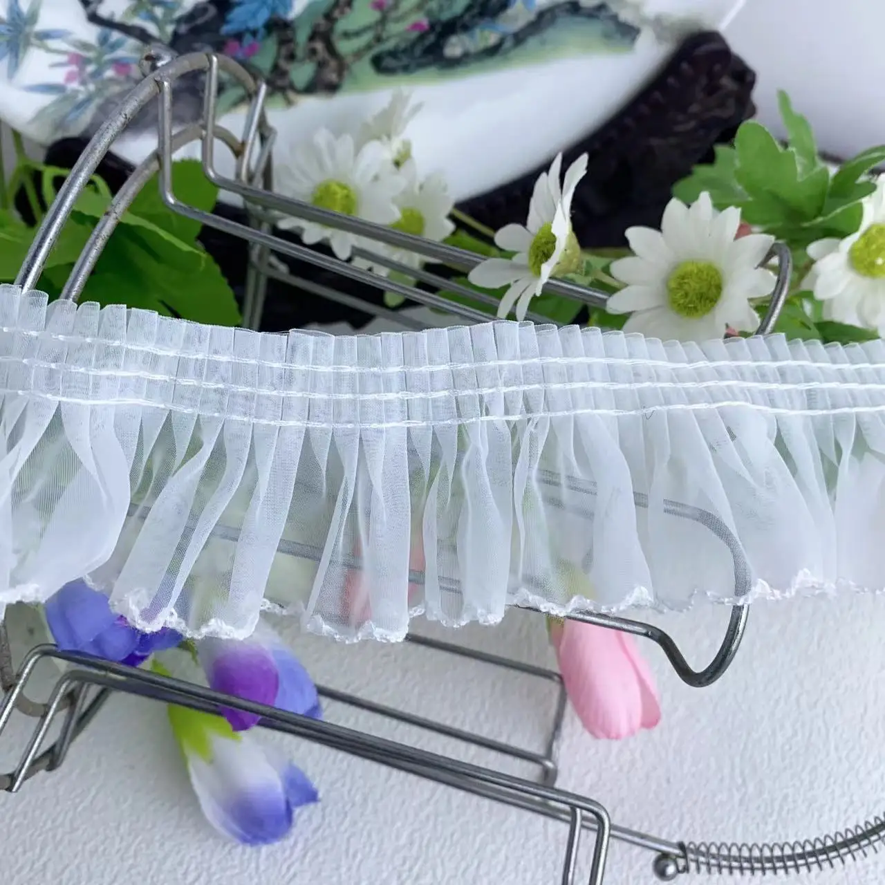 5Cm Breed Nieuw Zwart Wit Borduurwerk Bloem Kant Stof Lint Diy Naaien Applique Kraag Dubai Guipure Jurk Trouwdecor