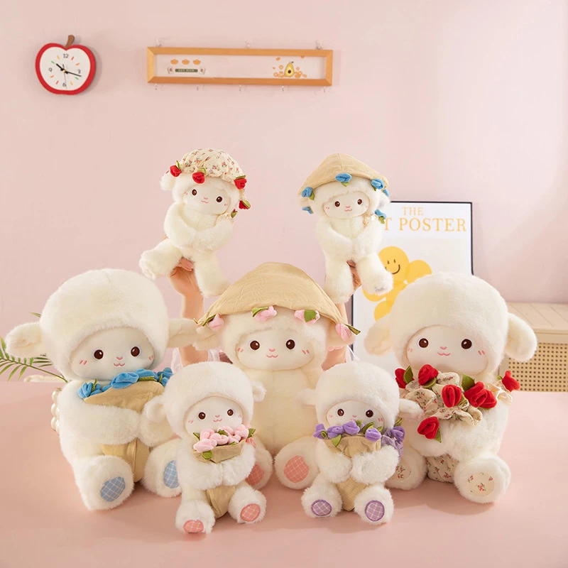 

30/45 см милая роза, маленькое ягненок, плюшевая игрушка, мягкая овечья кукла, магнитная обнимающая подушка для букета роз, мягкие куклы, подарок на день рождения для ребенка