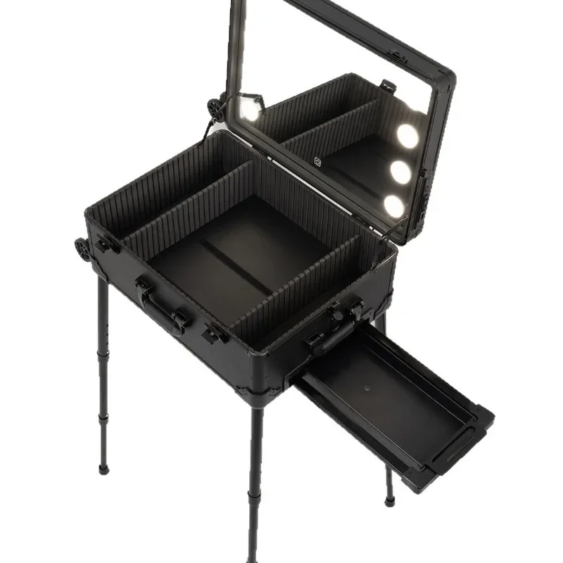 Professional cosmetic case with lamp with bracket, special makeup storage cosmetic case for professional follow-up artists