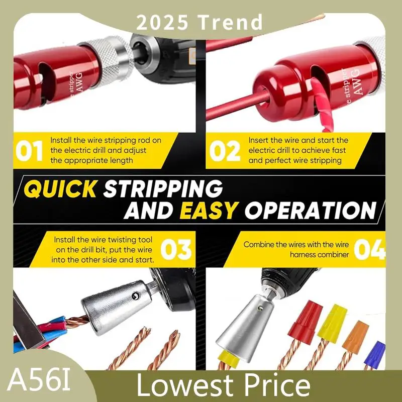 

A56I Top Wire Stripper Fordrill Wire Twister Tool Fordrill Electrical Tool Wire Nut Twister